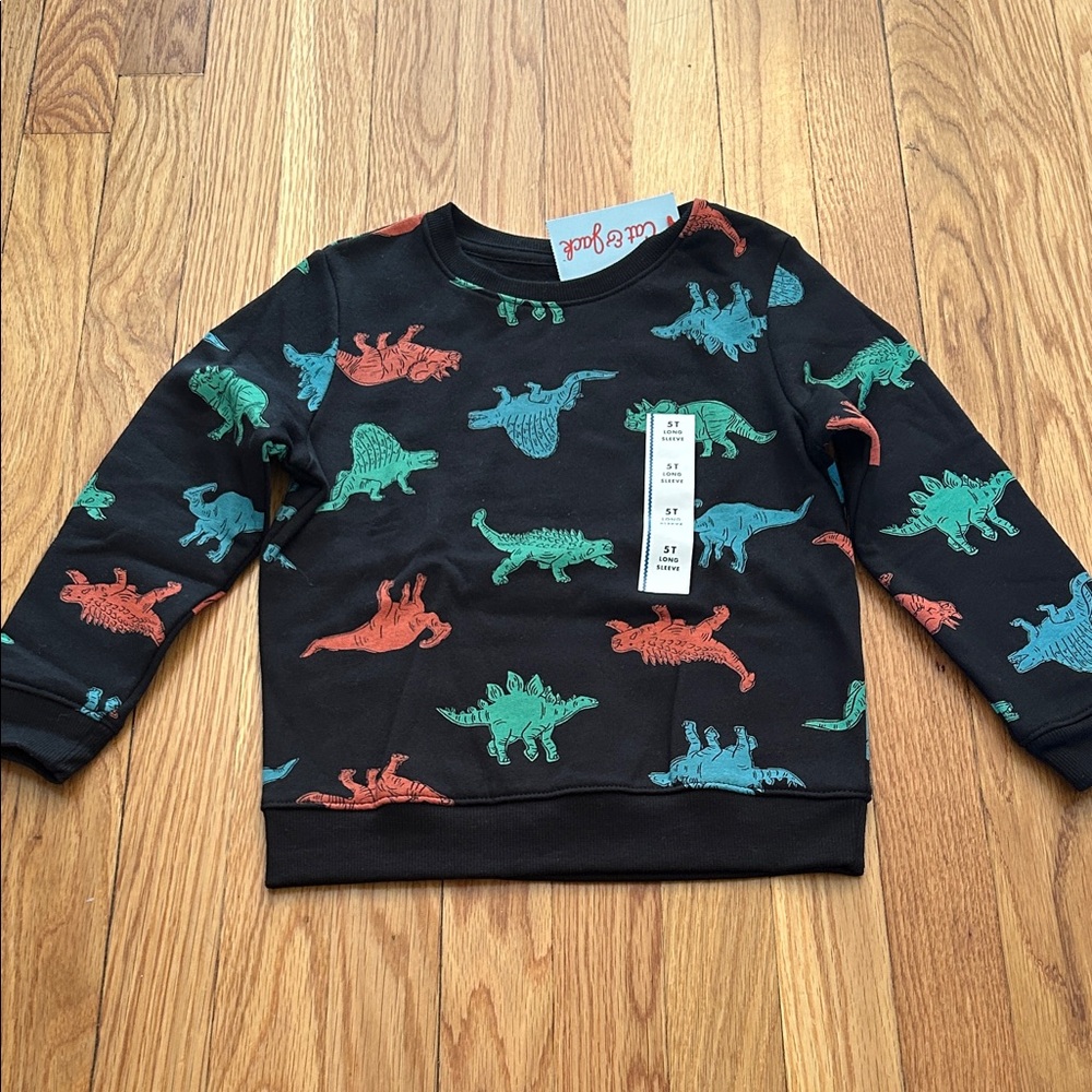 Cat & Jack Black Sweatshirt with Dinosaur Print
